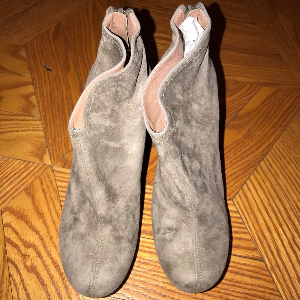 Grey suede booties
